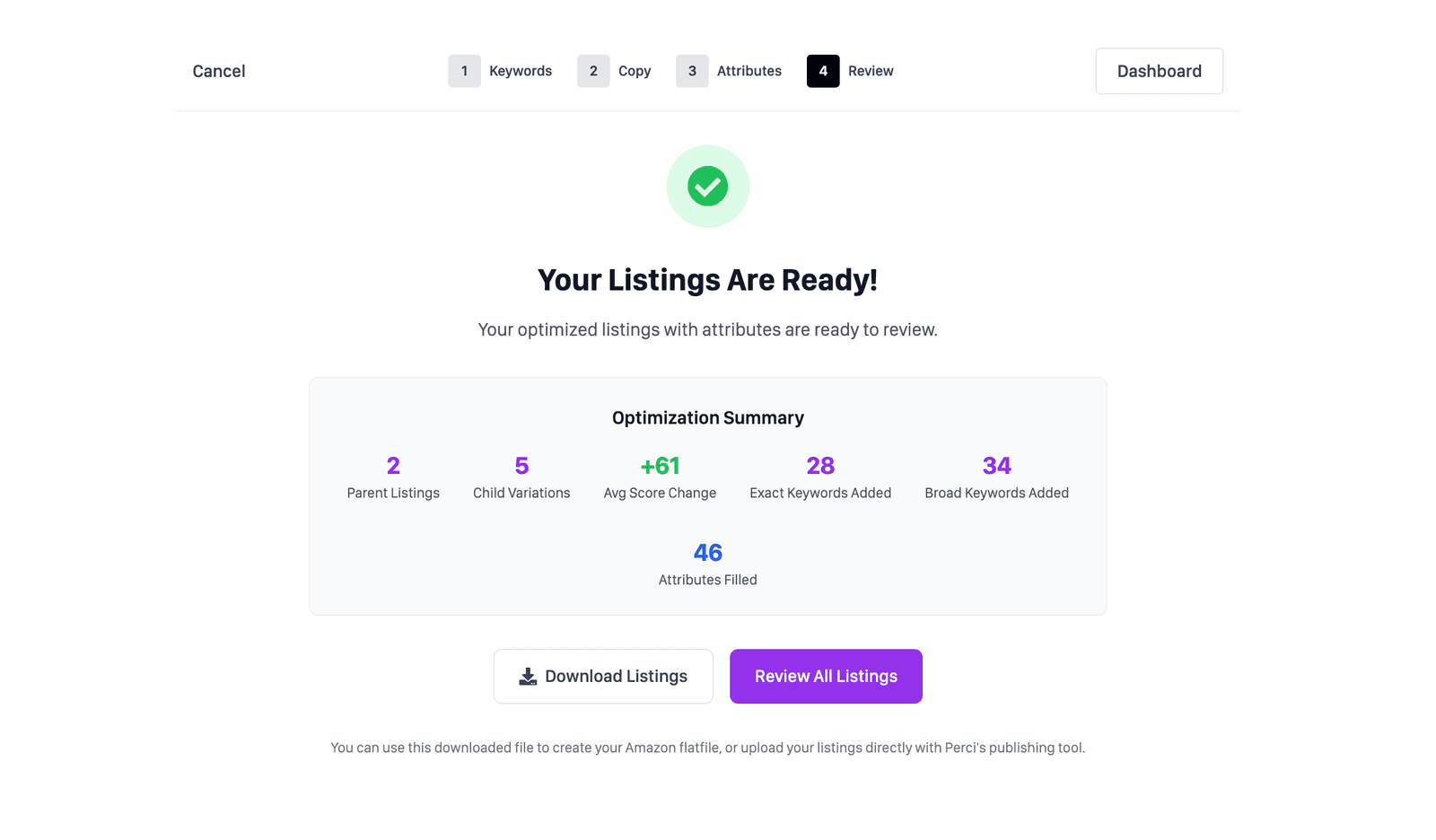Perci final review for newly generated listings